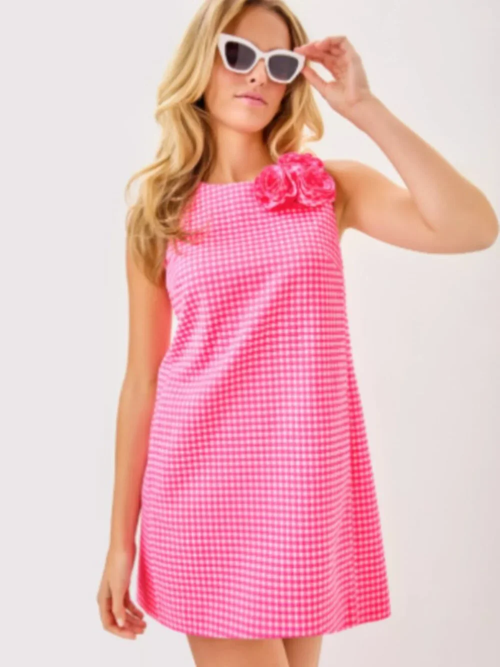 Lilly Pulitzer Edita Stretch Shift Size 8 Pink Check Summer Dress - Picture 1 of 16
